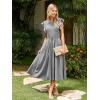 imageSimplee Womens Striped Midi Summer Dress Smocked Flutter Short Sleeve Dress 2025 Flowy Casual Dress with PocketsGrey