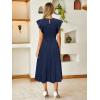 imageSimplee Womens Striped Midi Summer Dress Smocked Flutter Short Sleeve Dress 2025 Flowy Casual Dress with PocketsNavy Blue