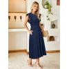 imageSimplee Womens Striped Midi Summer Dress Smocked Flutter Short Sleeve Dress 2025 Flowy Casual Dress with PocketsNavy Blue