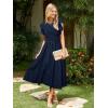 imageSimplee Womens Striped Midi Summer Dress Smocked Flutter Short Sleeve Dress 2025 Flowy Casual Dress with PocketsNavy Blue