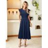 imageSimplee Womens Striped Midi Summer Dress Smocked Flutter Short Sleeve Dress 2025 Flowy Casual Dress with PocketsNavy Blue