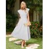 imageSimplee Womens Striped Midi Summer Dress Smocked Flutter Short Sleeve Dress 2025 Flowy Casual Dress with PocketsWhite