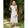 imageSimplee Womens Striped Midi Summer Dress Smocked Flutter Short Sleeve Dress 2025 Flowy Casual Dress with PocketsWhite