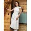 imageSimplee Womens Striped Midi Summer Dress Smocked Flutter Short Sleeve Dress 2025 Flowy Casual Dress with PocketsWhite