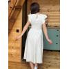 imageSimplee Womens Striped Midi Summer Dress Smocked Flutter Short Sleeve Dress 2025 Flowy Casual Dress with PocketsWhite