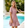 imageSimplee Womens Summer Beach Wedding Linen Mini Dress Casual Short Sleeve V Neck Empire Waist Flowy Boho SundressDusty Pink