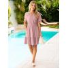 imageSimplee Womens Summer Beach Wedding Linen Mini Dress Casual Short Sleeve V Neck Empire Waist Flowy Boho SundressDusty Pink