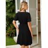 imageSimplee Womens Summer Casual V Neck Dress Sexy Short Sleeve Mini Sundress Boho Western Empire Waist Pocket Dresses 2025Black