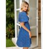 imageSimplee Womens Summer Casual V Neck Dress Sexy Short Sleeve Mini Sundress Boho Western Empire Waist Pocket Dresses 2025Blue Floral