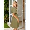 imageSimplee Womens Summer Casual V Neck Dress Sexy Short Sleeve Mini Sundress Boho Western Empire Waist Pocket Dresses 2025Green