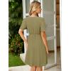 imageSimplee Womens Summer Casual V Neck Dress Sexy Short Sleeve Mini Sundress Boho Western Empire Waist Pocket Dresses 2025Green