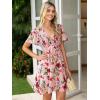 imageSimplee Womens Summer Casual V Neck Dress Sexy Short Sleeve Mini Sundress Boho Western Empire Waist Pocket Dresses 2025Pink Floral