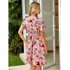 imageSimplee Womens Summer Casual V Neck Dress Sexy Short Sleeve Mini Sundress Boho Western Empire Waist Pocket Dresses 2025Pink Floral