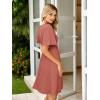 imageSimplee Womens Summer Casual V Neck Dress Sexy Short Sleeve Mini Sundress Boho Western Empire Waist Pocket Dresses 2025Rust Red