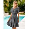 imageSimplee Womens Summer Denim Dress Casual Short Sleeve Mini Dress Boho Beach Flowy Tiered Short Jean Dresses with PocketsDenim Grey