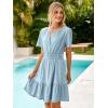imageSimplee Womens Summer Denim Dress Casual Short Sleeve Mini Dress Boho Beach Flowy Tiered Short Jean Dresses with PocketsDenim Light Blue