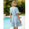 imageSimplee Womens Summer Denim Dress Casual Short Sleeve Mini Dress Boho Beach Flowy Tiered Short Jean Dresses with PocketsDenim Light Blue