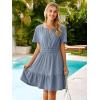 imageSimplee Womens Summer Denim Dress Casual Short Sleeve Mini Dress Boho Beach Flowy Tiered Short Jean Dresses with PocketsDenim Sky Blue