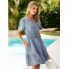 imageSimplee Womens Summer Denim Dress Casual Short Sleeve Mini Dress Boho Beach Flowy Tiered Short Jean Dresses with PocketsDenim Sky Blue