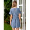 imageSimplee Womens Summer Denim Romper 2025 Casual Short Sleeve Beach Jean Romper Overall Shorts with PocketsDenim Sky Blue