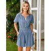 imageSimplee Womens Summer Denim Romper 2025 Casual Short Sleeve Beach Jean Romper Overall Shorts with PocketsDenim Sky Blue