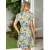 imageSimplee Womens Summer Dress 2025 Ruffle Short Sleeve Floral Boho Dress V Neck Aline Drawstring Mini Dress with PocketsBlue Floral