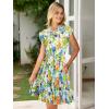 imageSimplee Womens Summer Dress 2025 Ruffle Short Sleeve Floral Boho Dress V Neck Aline Drawstring Mini Dress with PocketsBlue Floral