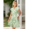 imageSimplee Womens Summer Dress 2025 Ruffle Short Sleeve Floral Boho Dress V Neck Aline Drawstring Mini Dress with PocketsGreen Leaf