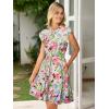imageSimplee Womens Summer Dress 2025 Ruffle Short Sleeve Floral Boho Dress V Neck Aline Drawstring Mini Dress with PocketsRose Red Floral