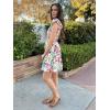 imageSimplee Womens Summer Dress 2025 Ruffle Short Sleeve Floral Boho Dress V Neck Aline Drawstring Mini Dress with PocketsRose Red Floral