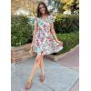imageSimplee Womens Summer Dress 2025 Ruffle Short Sleeve Floral Boho Dress V Neck Aline Drawstring Mini Dress with PocketsRose Red Floral