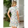 imageSimplee Womens Summer Dress 2025 Ruffle Short Sleeve Floral Boho Dress V Neck Aline Drawstring Mini Dress with PocketsWhite Floral