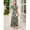 imageSimplee Womens Summer Floral Casual Maxi Dresses Flutter Short Sleeve Crew Neck Smocked Chiffon Boho Flowy DressFloral Aqua