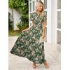 imageSimplee Womens Summer Floral Casual Maxi Dresses Flutter Short Sleeve Crew Neck Smocked Chiffon Boho Flowy DressFloral Aqua