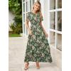 imageSimplee Womens Summer Floral Casual Maxi Dresses Flutter Short Sleeve Crew Neck Smocked Chiffon Boho Flowy DressFloral Aqua