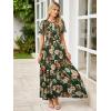 imageSimplee Womens Summer Floral Casual Maxi Dresses Flutter Short Sleeve Crew Neck Smocked Chiffon Boho Flowy DressFloral Green