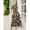 imageSimplee Womens Summer Floral Casual Maxi Dresses Flutter Short Sleeve Crew Neck Smocked Chiffon Boho Flowy DressFloral Green