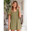 imageSimplee Womens Summer Short Sleeve Romper Casual Loose Decorative Button Smocked Dressy Shorts Jumper Jumpsuit 2025Army Green