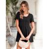 imageSimplee Womens Summer Short Sleeve Romper Casual Loose Decorative Button Smocked Dressy Shorts Jumper Jumpsuit 2025Black