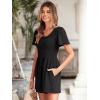 imageSimplee Womens Summer Short Sleeve Romper Casual Loose Decorative Button Smocked Dressy Shorts Jumper Jumpsuit 2025Black