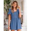 imageSimplee Womens Summer Short Sleeve Romper Casual Loose Decorative Button Smocked Dressy Shorts Jumper Jumpsuit 2025Blue