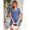 imageSimplee Womens Summer Short Sleeve Romper Casual Loose Decorative Button Smocked Dressy Shorts Jumper Jumpsuit 2025Blue