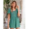 imageSimplee Womens Summer Short Sleeve Romper Casual Loose Decorative Button Smocked Dressy Shorts Jumper Jumpsuit 2025Lake Green