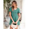 imageSimplee Womens Summer Short Sleeve Romper Casual Loose Decorative Button Smocked Dressy Shorts Jumper Jumpsuit 2025Lake Green