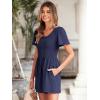 imageSimplee Womens Summer Short Sleeve Romper Casual Loose Decorative Button Smocked Dressy Shorts Jumper Jumpsuit 2025Navy Blue