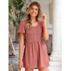imageSimplee Womens Summer Short Sleeve Romper Casual Loose Decorative Button Smocked Dressy Shorts Jumper Jumpsuit 2025Rust Red