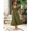 imageSimplee Womens Summer Smocked Flowy Dress  Casual Flutter Sleeve Tiered Boho Maxi Dresses with PocketsArmy Green