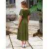 imageSimplee Womens Summer Smocked Flowy Dress  Casual Flutter Sleeve Tiered Boho Maxi Dresses with PocketsArmy Green