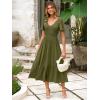 imageSimplee Womens Summer Smocked Flowy Dress  Casual Flutter Sleeve Tiered Boho Maxi Dresses with PocketsArmy Green