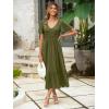 imageSimplee Womens Summer Smocked Flowy Dress  Casual Flutter Sleeve Tiered Boho Maxi Dresses with PocketsArmy Green
